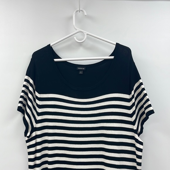 Torrid Striped Stretchy Knit Sweater Sheath Midi Dress Black White 3X - Picture 3 of 9